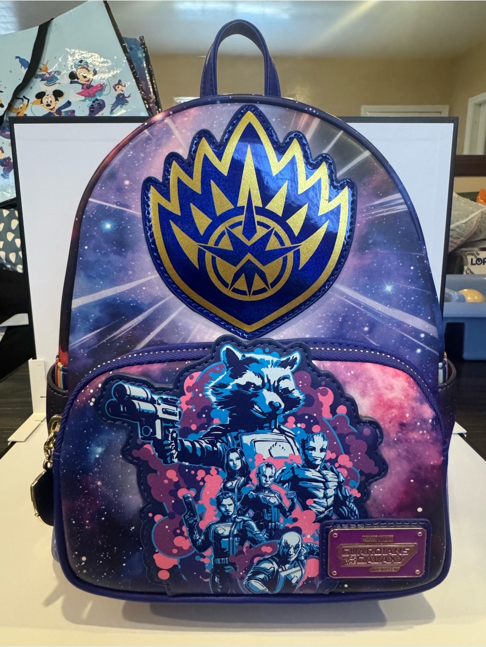 Guardians of the Galaxy Cosmic Loungefly Backpack - Purple Blue Galaxy Print